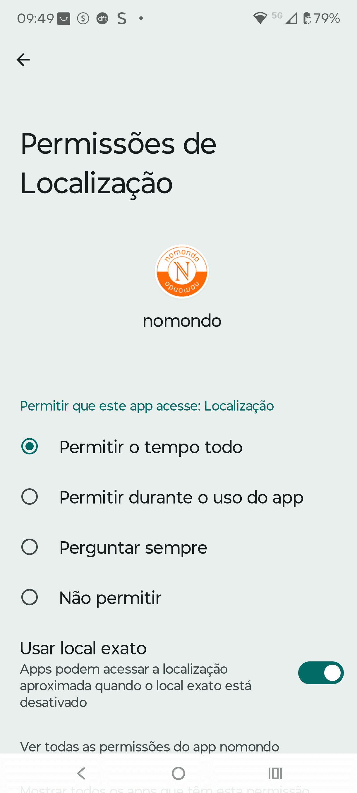 Permissão de localização do aplicativo Android