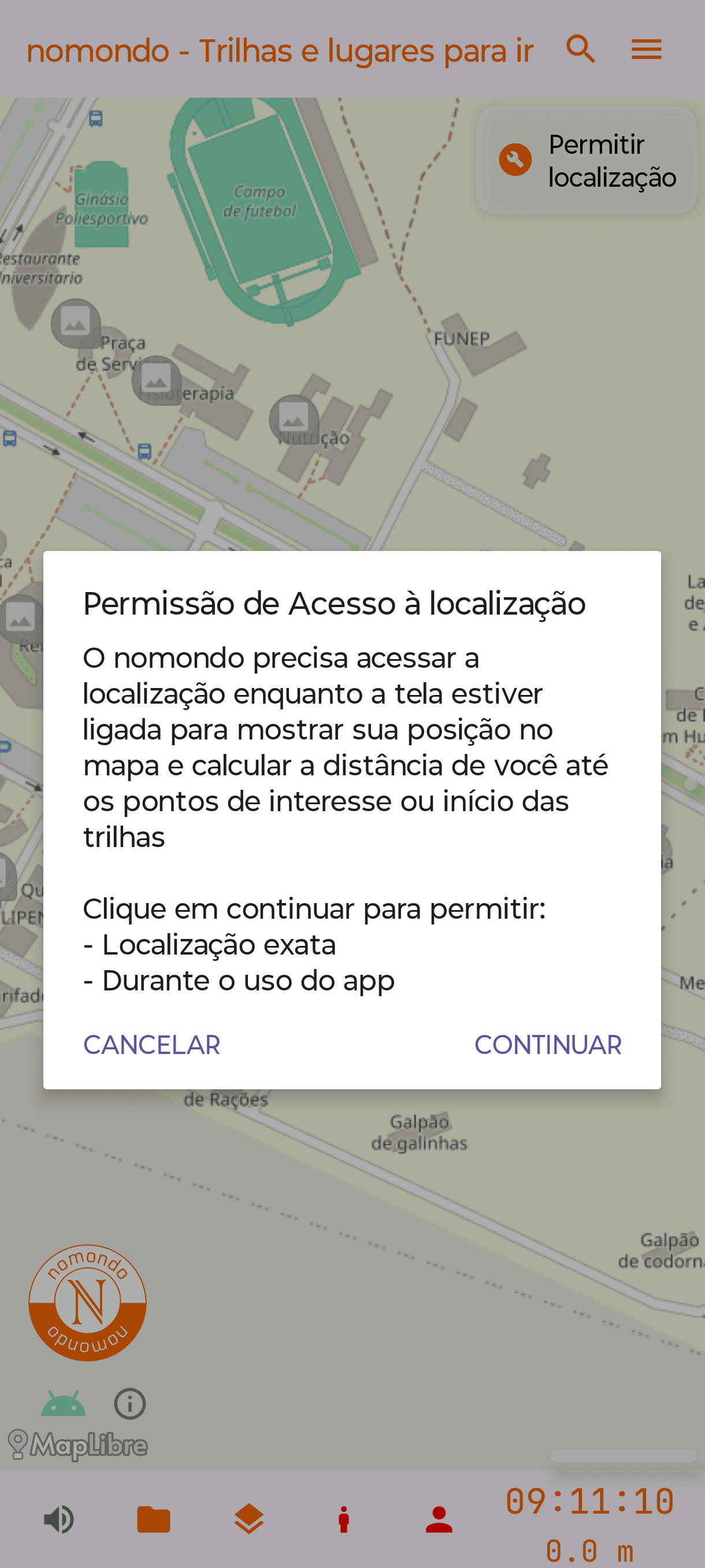 Permissão de localização do aplicativo Android