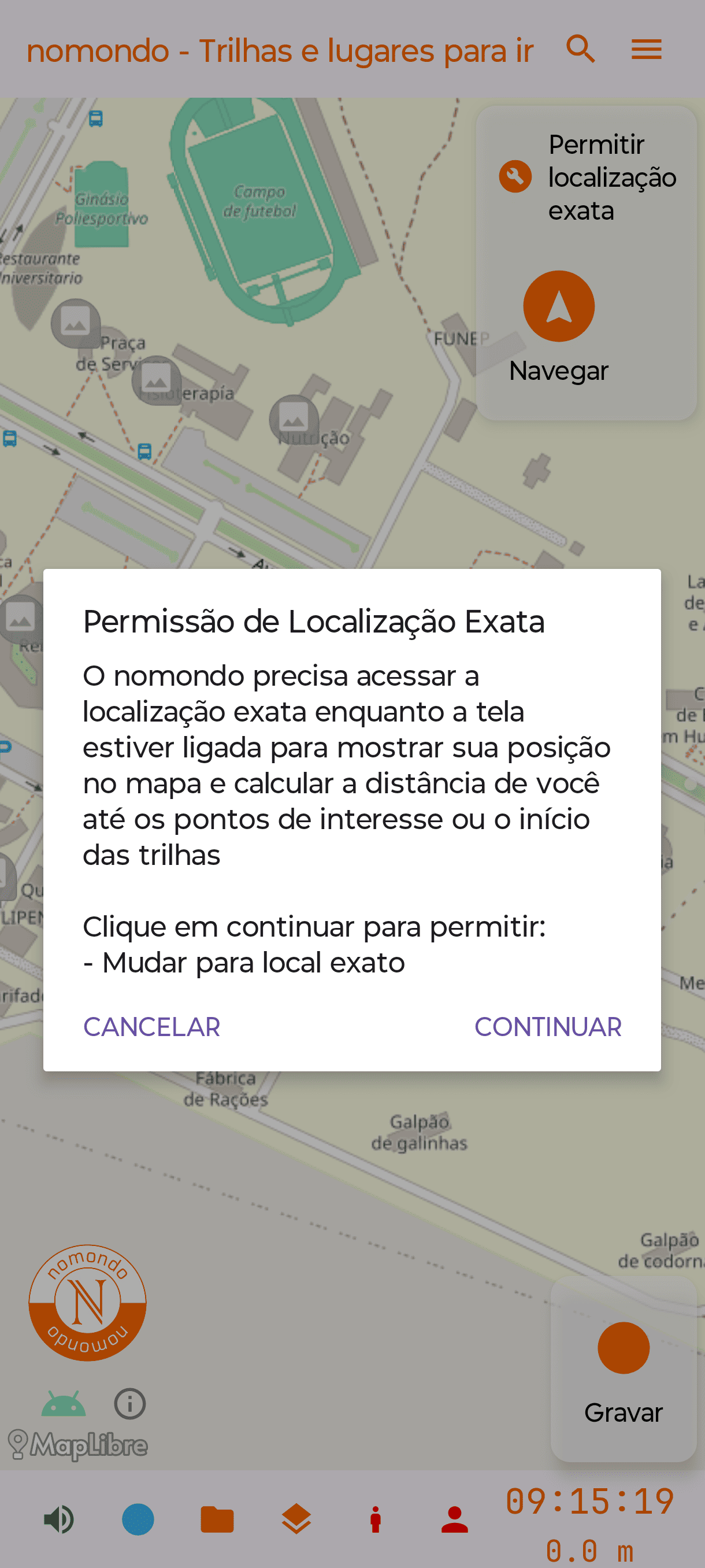 Permissão de localização do aplicativo Android
