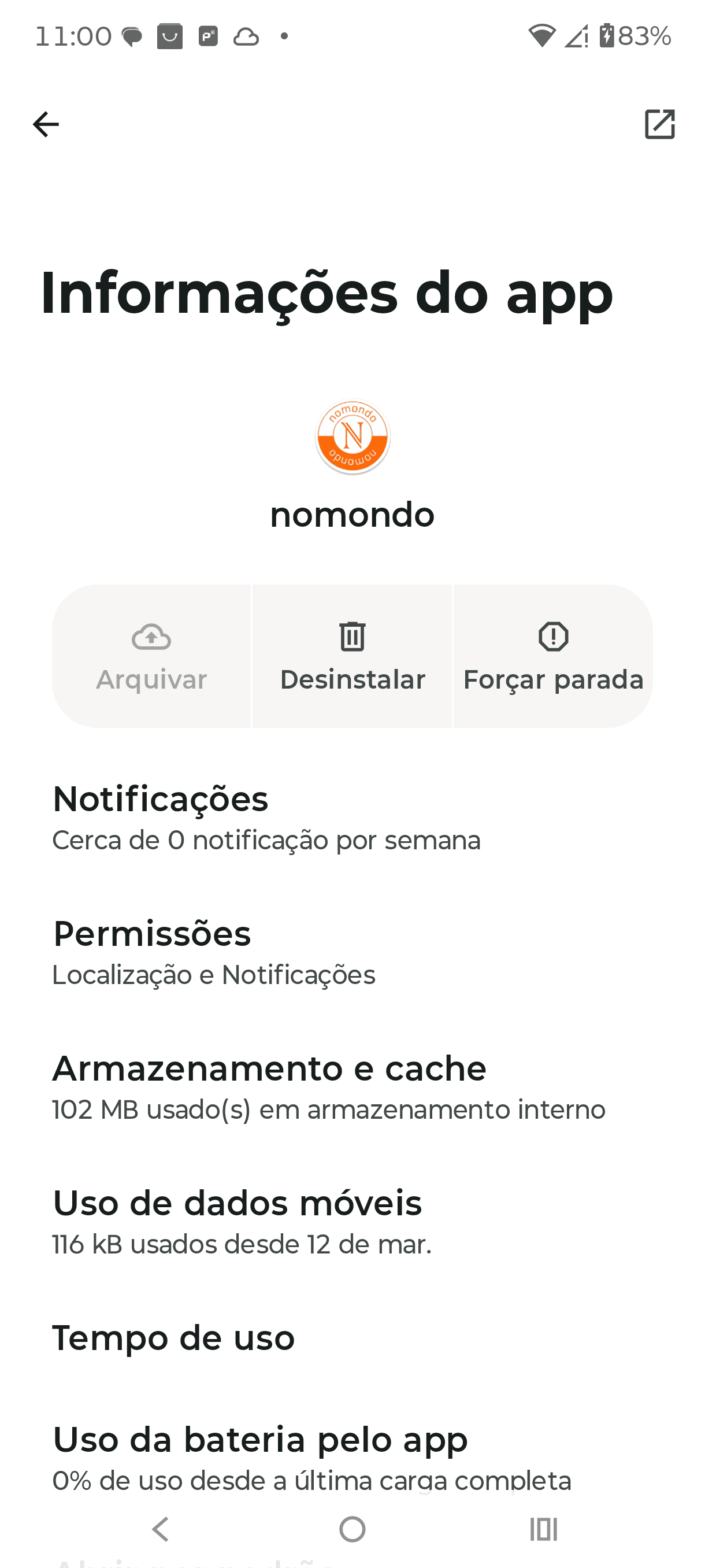 Permissão de notificações no aplicativo Android