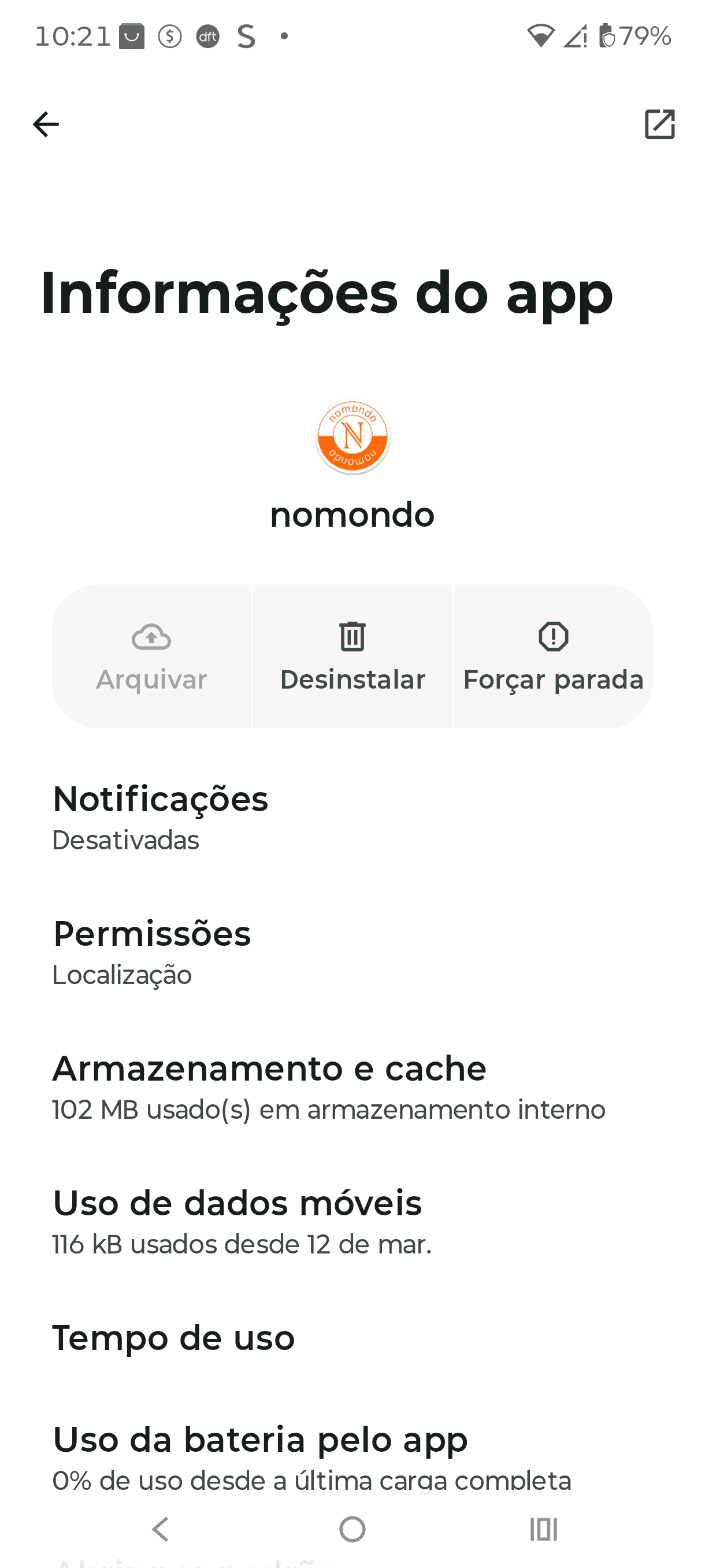 Permissão de notificações do aplicativo Android