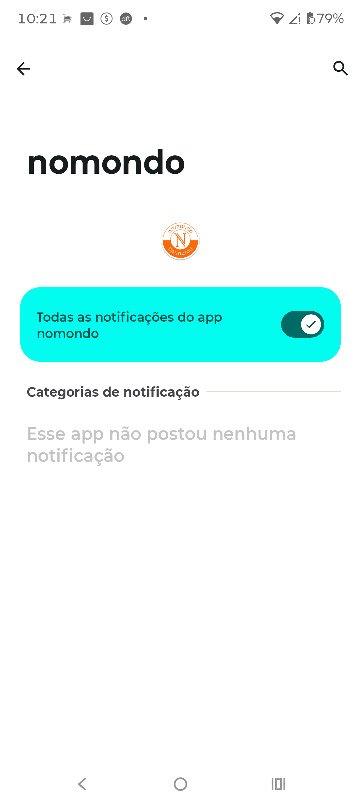 Permissão de notificações do aplicativo Android